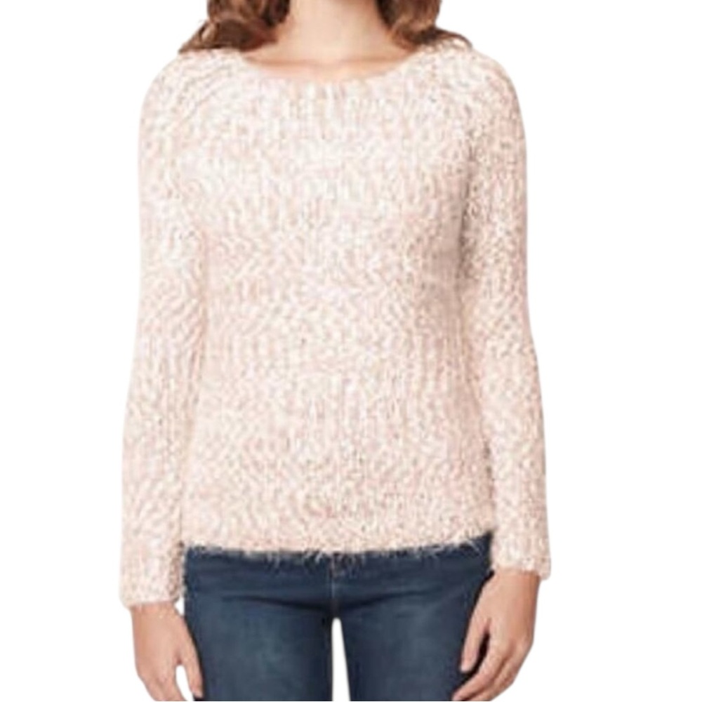 Buffalo David Bitton Chic Eyelash Sweater Women’s Small Peach & White Soft Cozy